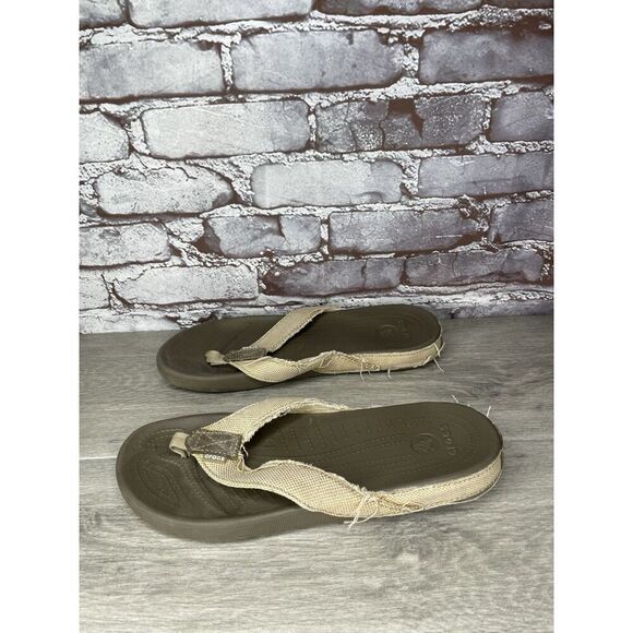 Crocs Dual Comfort Khaki Fabric Canvas Flip Flops Sandals Men’s Sz 10M US/43EU main image 8